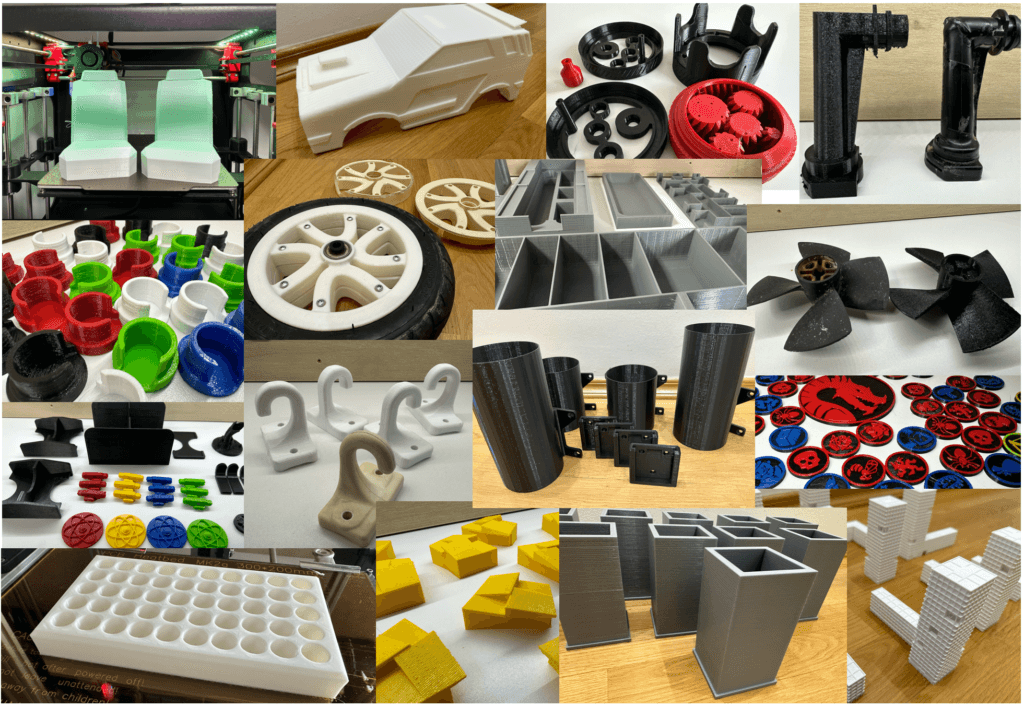 Collage of 3D printed samples